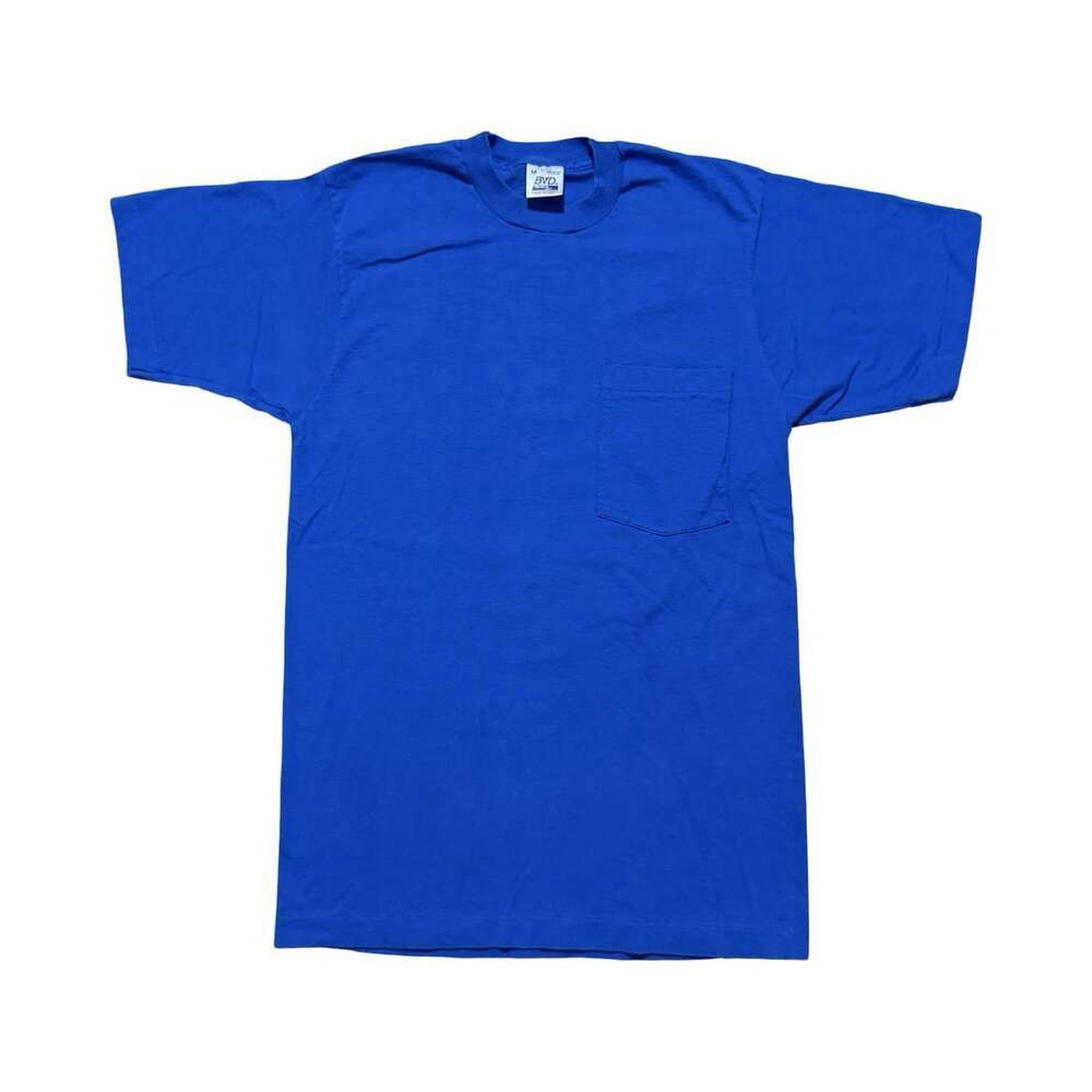 Vintage BVD Pocket T-Shirt Blue Single Stitch Made USA Men’s Sz M 100% Cotton